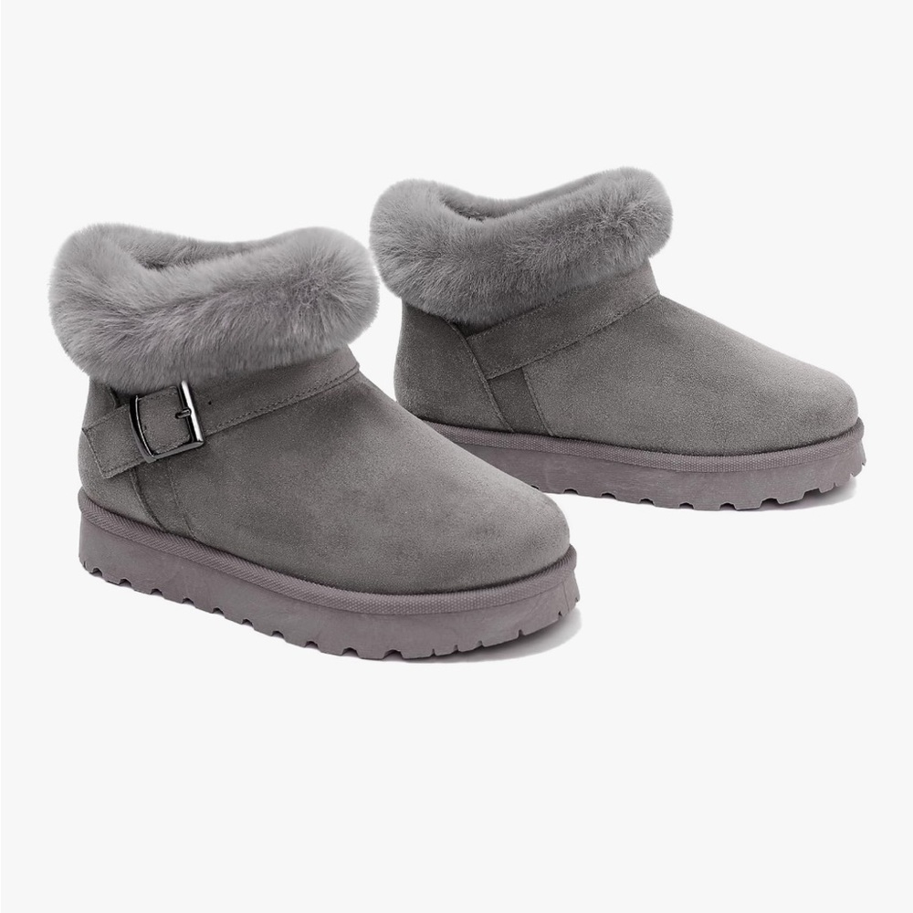 Goldnut Women’s Winter Mini Boots Faux Fur Grey Size:7 NEW - Picture 2 of 9